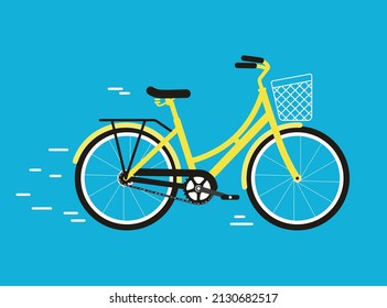 Yellow bicycle on blue background vector illustration