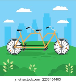 yellow bicycle tandem on the camp