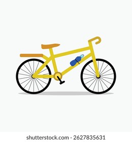 a yellow bicycle with a water bottle attached to it