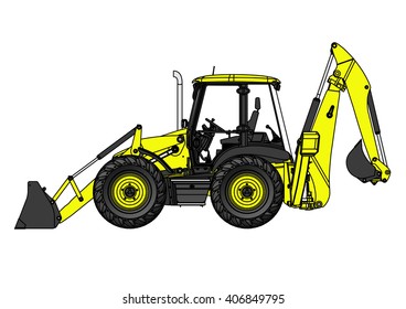 Yellow big digger vector on white background
