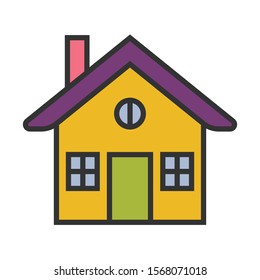 Yellow big home vector icon