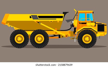 yellow big mining truck cartoon vector