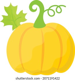 Yellow Big Pumpkin For Thanksgiving Day Concept Vector Icon Design, Harvest Festival Symbol, Secular Holiday Sign, Religious And Cultural Traditions Stock Illustration