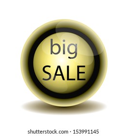 yellow big sale button design. vector illustration