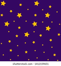 Yellow big and small star template seamless pattern. Cute kids star seamless pattern. Seamless patter with stars. Star background. Babies stile. Vector illustration