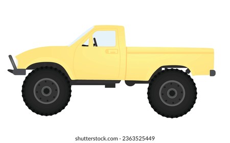 Yellow  big wheels truck. vector