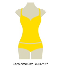 Yellow Bikini Summer Vector Icon Button