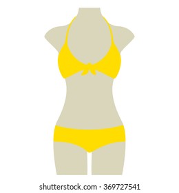 Yellow Bikini Summer Vector Icon Button