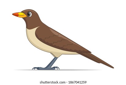 Yellow billed oxpecker bird on a white background. Cartoon style vector illustration