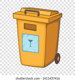 Yellow bin garbage container for glass icon. Cartoon illustration of yellow bin garbage container for glass vector icon for web