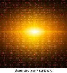Yellow Binary Computer Code Background. Cyber Future Wallpaper. Vector illustration