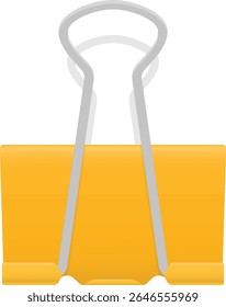 Ícone de vetor plano de clipe de Fichário amarelo para organização de artigos de papelaria, material de escritório, elemento de design escalonável editável