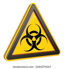 Sinal amarelo de aviso de perigo biológico para materiais biológicos perigosos e substâncias infecciosas isoladas