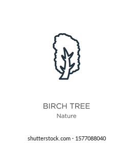 Yellow birch tree icon. Thin linear yellow birch tree outline icon isolated on white background from nature collection. Line vector sign, symbol for web and mobile
