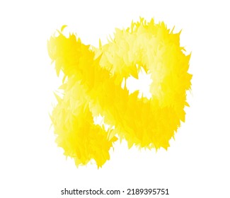 Yellow bird feather icon. Decorative design element isolated on white background. Vector illustration.