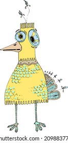 yellow bird, funny, silly/bird/digital vector