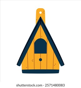 Yellow Bird House and Wooden Nesting Box Vector Illustration