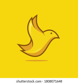 Yellow bird icon vector logo template