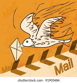 yellow bird illustration letter. vector