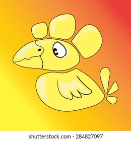 yellow bird on orange background