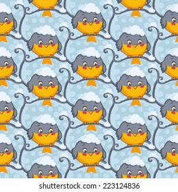 yellow bird seamless pattern