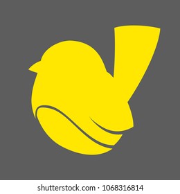 yellow bird silhouette. shape for logo, emblem, mark, sign or some other design.
