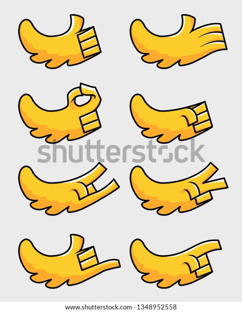 Yellow Bird Wing Hand Cartoon Gesture Stock Vector Royalty Free 1348952558