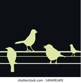the yellow birds on black background