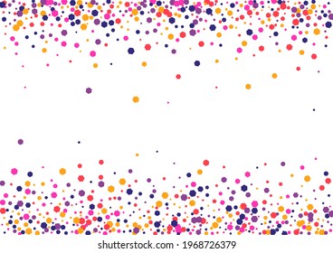 Yellow Birthday Circle Background. Dot Splash Wallpaper. Pink Round Congratulation. Confetti Multicolor Anniversary Frame. View Texture.