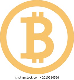Yellow bitcoin, illustration, vector on a white background.