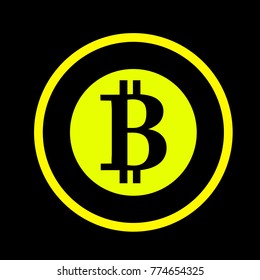 yellow bitcoin round logo vector design