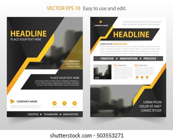 Yellow black abstract annual report Brochure design template vector. Business Flyers infographic magazine poster.Abstract layout template ,Book Cover presentation portfolio.