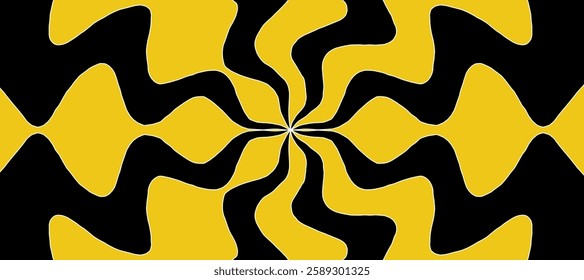 Yellow and black abstract background art rays from waves	