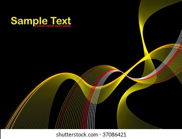 diseño de ondas de fondo abstractas amarillas y negras con espacio para texto