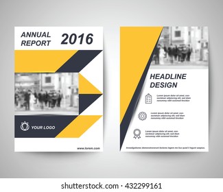 yellow and black abstract flyer layout template with people background, brochure background, leaflet with cover, vector design in a4 size for business annual report