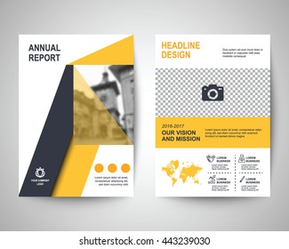 Yellow And Black Abstract Flyer Layout Template, Brochure Background, Leaflet With Cover, Vector Design In A4 Size For Business Annual Report