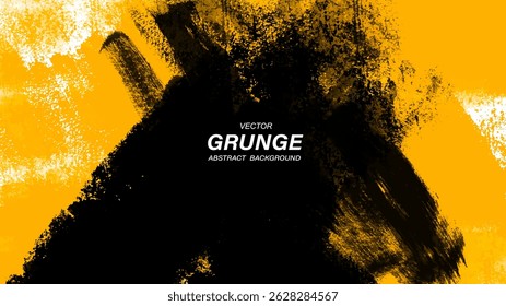 Fundo grunge abstrato amarelo e preto com texturas de pinceladas
