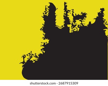 Yellow and black abstract grunge background with brushstroke textures.Modern abstract vector background with black and yellow grunge paint strokes, distressed street poster textures, urban art element