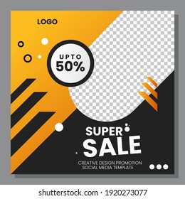 Yellow and Black abstract modern social media banner template design