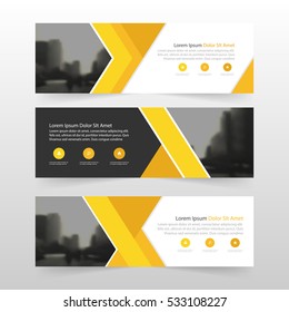 Yellow black abstract triangle corporate business banner template, horizontal advertising layout flat design set , clean abstract cover header website design
