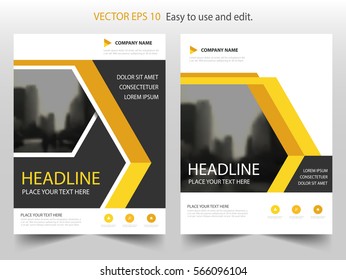 Yellow black annual report Leaflet Brochure Flyer template design, book cover layout design, abstract business presentation template, a4 size design