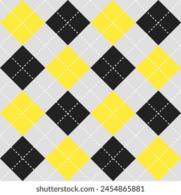 Motif argyle jaune et noir. Argyle  motif de Image vectorielle. Motif argyle. Motif géométrique harmonieux de vêtements, papier à envelopper, arrière-plan, arrière-plan, carte cadeau, pull.