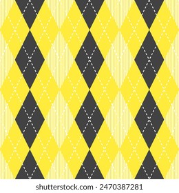 Motif argyle jaune et noir. Argyle  motif de Image vectorielle. Motif argyle. Motif géométrique harmonieux de vêtements, papier à envelopper, arrière-plan, arrière-plan, carte cadeau, pull.