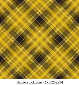 Yellow and black argyle plaid. Tartan pattern for textile, paper and other prints.