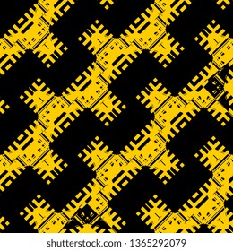 yellow black Art Deco Abstract traditional floral pattern for wallpaper ready for print