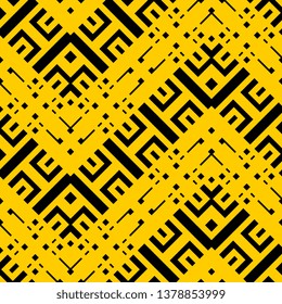 yellow black Art Deco Abstract seamless pattern with different Rectangles. Vector abstract chaotic texture with geometrical shapes. Simple figures background