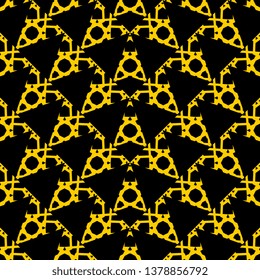 yellow black art deco Geometric Fractal Pattern ready for print