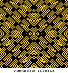 yellow black Art Deco Metal pattern Seamless texture Illustration