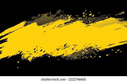 Yellow and black backdrop with dot halftone pattern element. Abstract brush grunge background. retro comic concept for your graphic design, banner or poster. Vector