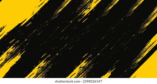 Fondo amarillo y negro con elemento de patrón de semitono de punto. Resumen del fondo de fondo de brocha. concepto retro cómico para tu diseño gráfico, pancarta o afiche.